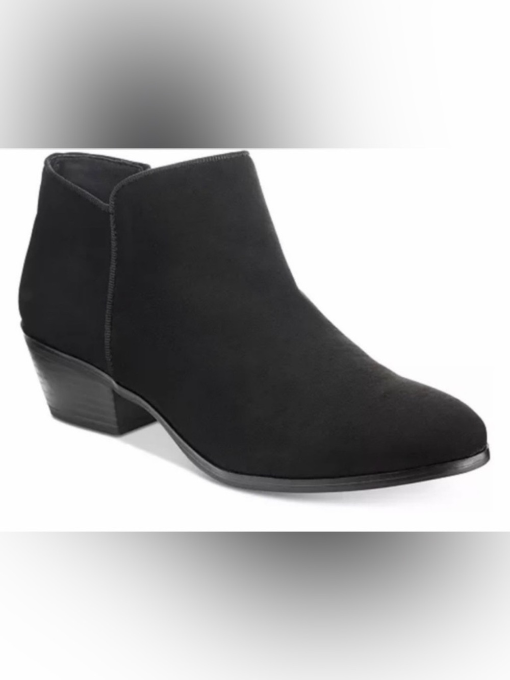 NIB! Style & Co Black Women's Suede Ankle Booties Side-Zip Comfort 7.5